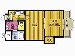 別府ダイカン503号室 503 5階2Kの間取り