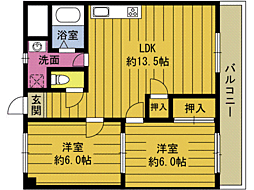 サムティ別府 2LDKの間取図画像