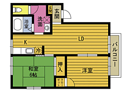フレグランス永野B 2LDKの間取図画像