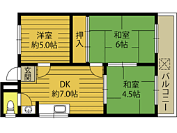 コーポ大平A 3DKの間取図画像