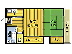 岸本ビル 2Kの間取図画像