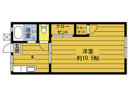 小倉ハイツ 1Kの間取図画像