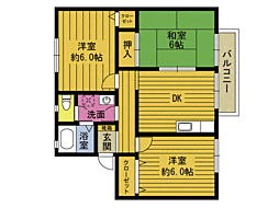 セジュール新別府 3DKの間取図画像