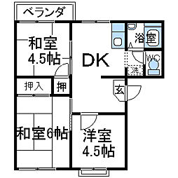 フォーブルM 2階3DKの間取り