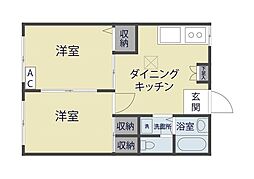 ひいらぎハイツ 2DKの間取図画像