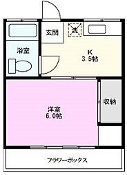パークハイツA棟 1Kの間取図画像