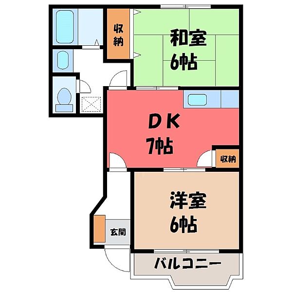 クレストール西川田 ｜栃木県宇都宮市西川田6丁目(賃貸アパート2DK・1階・44.34㎡)の写真 その2