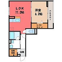 栃木県宇都宮市東宿郷2丁目（賃貸アパート1LDK・1階・43.88㎡） その2