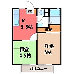 菊地ハイツB 2Kの間取図画像