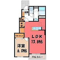 スイートタウン F  ｜ 栃木県宇都宮市駒生町（賃貸アパート1LDK・1階・45.89㎡） その2