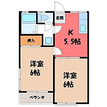 栃木県真岡市田町（賃貸アパート2K・2階・37.26㎡） その2