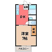 サンライズハウス B  ｜ 栃木県塩谷郡高根沢町光陽台5丁目（賃貸アパート1DK・1階・27.08㎡） その2