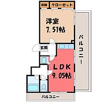 栃木県宇都宮市簗瀬町（賃貸マンション1LDK・7階・41.98㎡） その2