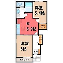 栃木県さくら市氏家（賃貸アパート2K・1階・42.77㎡） その2