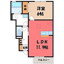 栃木県宇都宮市駒生町（賃貸アパート1LDK・1階・45.16㎡） その2