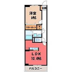 ライラック2 1LDKの間取図画像