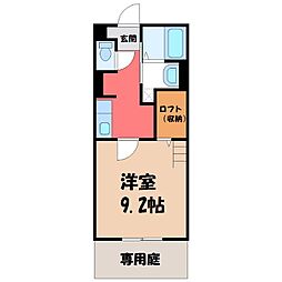 JR東北本線 宇都宮駅 バス20分 松原町下車 徒歩3分の賃貸アパート 1階1Kの間取り