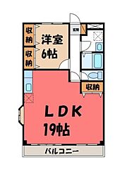 東武宇都宮線 東武宇都宮駅 バス15分 富士見小学校北口下車 徒歩2分の賃貸マンション 3階1LDKの間取り