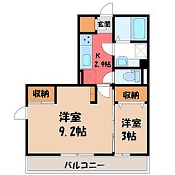 JR東北本線 小金井駅 徒歩17分の賃貸アパート 2階2Kの間取り