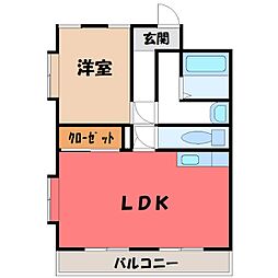 JR東北新幹線 宇都宮駅 徒歩13分の賃貸マンション 7階1LDKの間取り