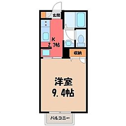 JR東北新幹線 宇都宮駅 バス11分 南御幸町下車 徒歩3分の賃貸アパート 1階1Kの間取り