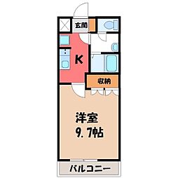 真岡鐵道 真岡駅 バス20分 亀山西下車 徒歩25分の賃貸アパート 1階1Kの間取り
