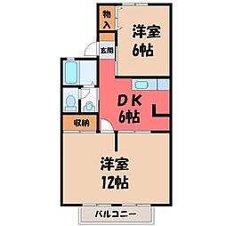 セジュール蘭1番館 2DKの間取図画像