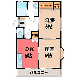M・Nハイツ 2DKの間取図画像