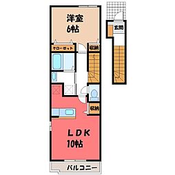 アーバンハイツ岩崎E 1LDKの間取図画像