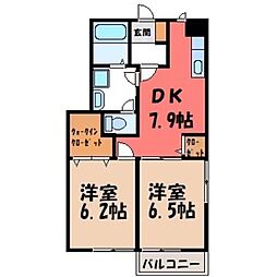 メゾン・リーヴ 2DKの間取図画像