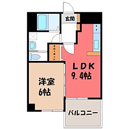 カルム竹林 1LDKの間取図画像