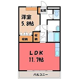 ゴールドエクスペリエント 1LDKの間取図画像