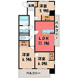 ヴィラージュエクセラン 3LDKの間取図画像