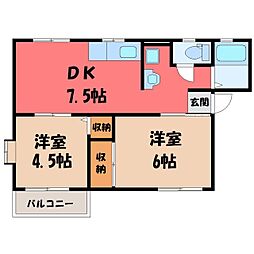 グランシェールC 2DKの間取図画像