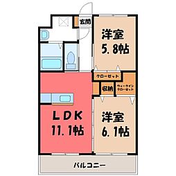 Y&Mガーネット 2LDKの間取図画像