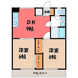 シンフォニックガーデン宇都宮駅西 2DKの間取図画像