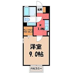 ヴェルデ・ナチュールB 1Kの間取図画像