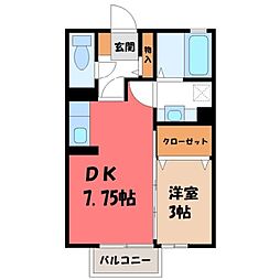 ウィンドワードガーデンズE 1DKの間取図画像
