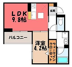 TORISIAS 東城南 A 1LDKの間取図画像