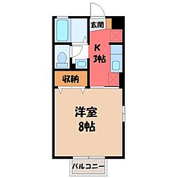 ピュアクレスト 1Kの間取図画像