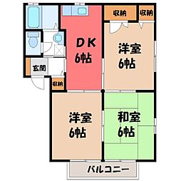 コーポサトウB 3DKの間取図画像