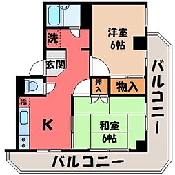 メゾン白銀556 2DKの間取図画像