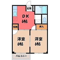 ニューエルディムサブリナ 2DKの間取図画像