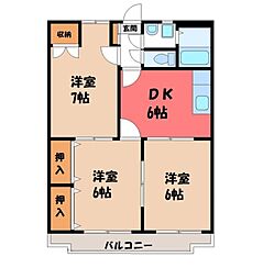 ユーミー豊栄 3DKの間取図画像