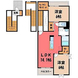 TYハイツ1 2LDKの間取図画像