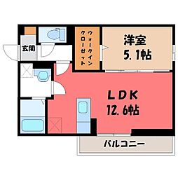 プラティークC 1LDKの間取図画像