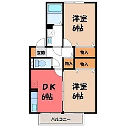 キングスコートA 2DKの間取図画像