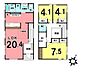 間取り：3LDKの間取り、ＬＤＫの広さは20.4帖