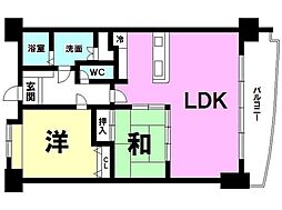 グランヴュー磯 2LDKの間取図画像