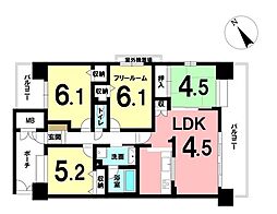 グランデージ十神 3SLDKの間取図画像